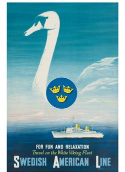 poster affisch svanen "for fun and relaxation" swedish american line
