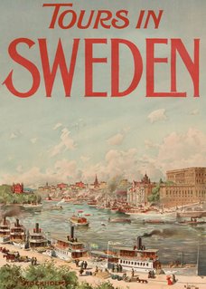 poster Stockholm Tours in Sweden David Ljungdahl, 1920. reseaffisch retrotavlor vaxholmsbåtar slottet 